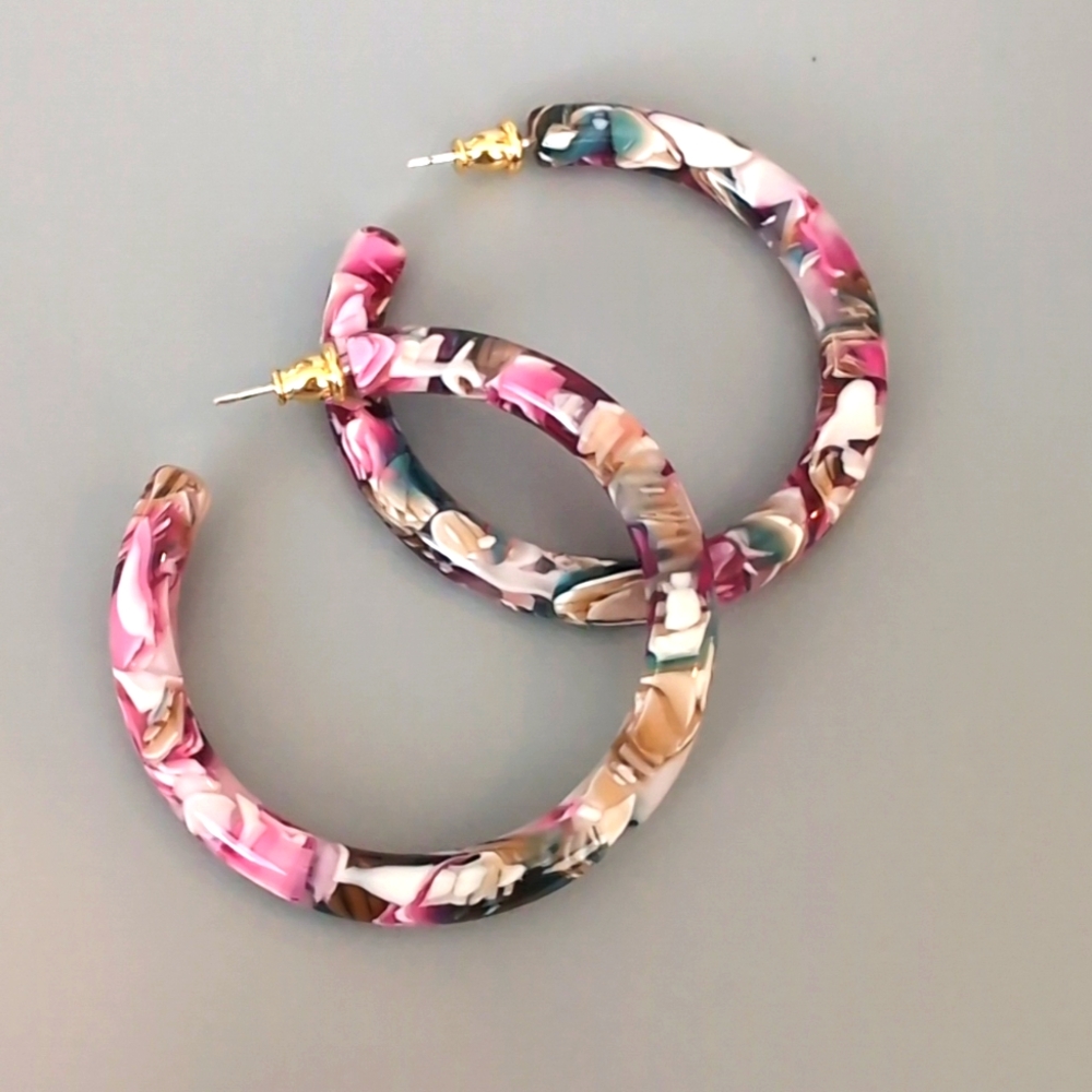 Bold Hoops - pink, blue, gold, blue, white